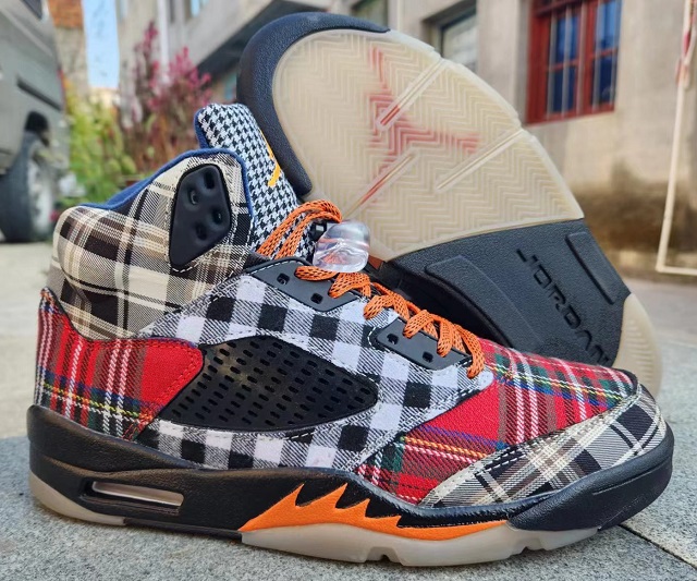 Women Air Jordan Shoes 5 Plaid